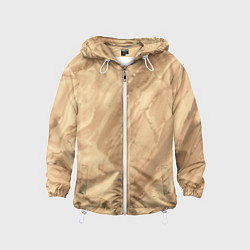 Ветровка с капюшоном детская Бежевая текстура каменная мрамор, цвет: 3D-белый