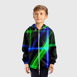 Ветровка с капюшоном детская Color blue black green, цвет: 3D-белый — фото 2