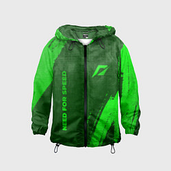 Ветровка с капюшоном детская Need for Speed - green gradient вертикально, цвет: 3D-черный