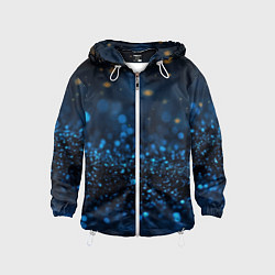Ветровка с капюшоном детская Боке блестяшки на черном, цвет: 3D-белый