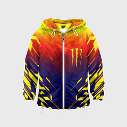 Ветровка с капюшоном детская Monster energy geometry yellow, цвет: 3D-белый