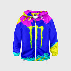 Ветровка с капюшоном детская Monster energy краски цветные, цвет: 3D-белый