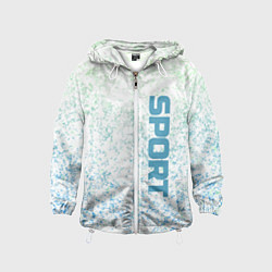 Ветровка с капюшоном детская Sport бело-голубой, цвет: 3D-белый