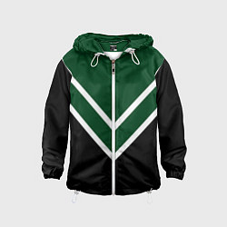 Детская ветровка Зелёный с чёрным и белые полосы