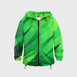Ветровка с капюшоном детская Сочный зелёный абстрактные полосы, цвет: 3D-черный