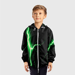 Ветровка с капюшоном детская Lightning green, цвет: 3D-белый — фото 2