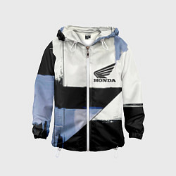 Ветровка с капюшоном детская Honda логотип, цвет: 3D-белый
