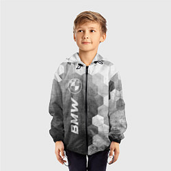 Ветровка с капюшоном детская BMW - grey gradient по-вертикали, цвет: 3D-черный — фото 2