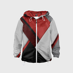 Ветровка с капюшоном детская Color black red grey, цвет: 3D-белый