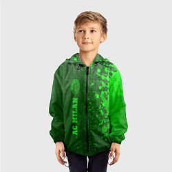 Ветровка с капюшоном детская AC Milan - green gradient по-вертикали, цвет: 3D-черный — фото 2