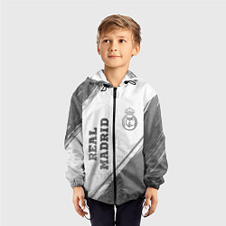 Ветровка с капюшоном детская Real Madrid - white gradient вертикально, цвет: 3D-черный — фото 2