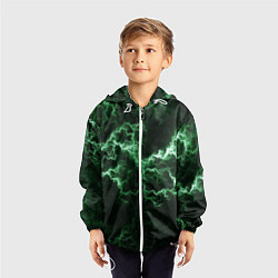 Ветровка с капюшоном детская Lightning green line, цвет: 3D-белый — фото 2