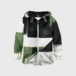 Ветровка с капюшоном детская Lexus логотип, цвет: 3D-белый