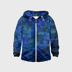 Ветровка с капюшоном детская Абстракция - blue uniform camouflage, цвет: 3D-белый