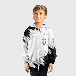 Ветровка с капюшоном детская Juventus штрихи красок, цвет: 3D-белый — фото 2