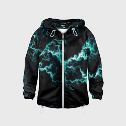 Ветровка с капюшоном детская Lightning light blue glow, цвет: 3D-белый