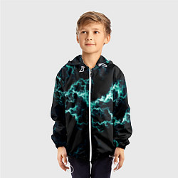 Ветровка с капюшоном детская Lightning light blue glow, цвет: 3D-белый — фото 2