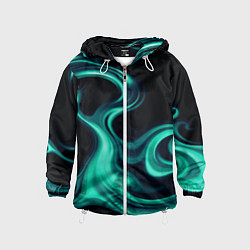 Ветровка с капюшоном детская Color turquoise black, цвет: 3D-белый