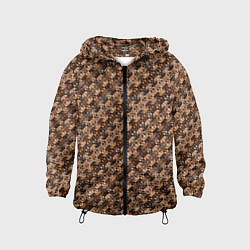 Ветровка с капюшоном детская Тёмный коричневый полосы узоры, цвет: 3D-черный