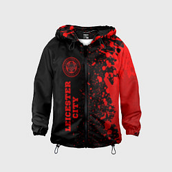 Ветровка с капюшоном детская Leicester City - red gradient по-вертикали, цвет: 3D-черный