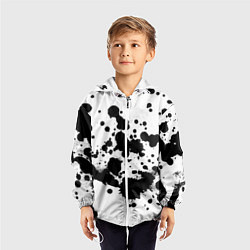 Ветровка с капюшоном детская Брызги черной краски, цвет: 3D-белый — фото 2