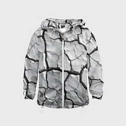 Ветровка с капюшоном детская Серая растрескавшаяся глина, цвет: 3D-белый