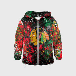 Ветровка с капюшоном детская Chicago Blackhawks NHL black, цвет: 3D-белый