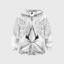 Ветровка с капюшоном детская Ассасин Крид - узор ворон, цвет: 3D-белый