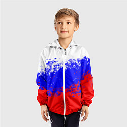 Ветровка с капюшоном детская Патриот - флаг, цвет: 3D-белый — фото 2