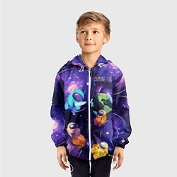 Ветровка с капюшоном детская Among Us космос, цвет: 3D-белый — фото 2