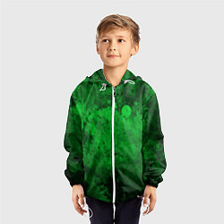 Ветровка с капюшоном детская Абстракция - green acid stains, цвет: 3D-белый — фото 2