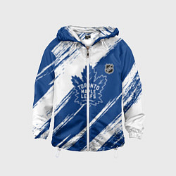 Ветровка с капюшоном детская Торонто Мейпл Лифс - брызги синей краски, цвет: 3D-белый