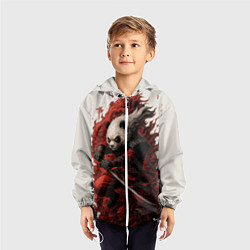 Ветровка с капюшоном детская Демоническая панда самурай - нейроарт, цвет: 3D-белый — фото 2