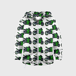 Ветровка с капюшоном детская Motorbike green, цвет: 3D-белый