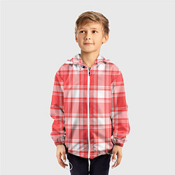 Ветровка с капюшоном детская Checked red white, цвет: 3D-белый — фото 2