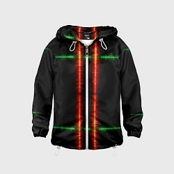 Ветровка с капюшоном детская Color black green red lines, цвет: 3D-белый