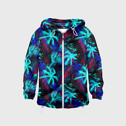 Ветровка с капюшоном детская Palm blue light blue, цвет: 3D-белый