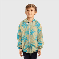 Ветровка с капюшоном детская Palm light blue beige, цвет: 3D-белый — фото 2