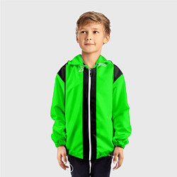 Ветровка с капюшоном детская Color green black line, цвет: 3D-белый — фото 2