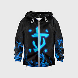 Ветровка с капюшоном детская Дум огонь лого, цвет: 3D-белый