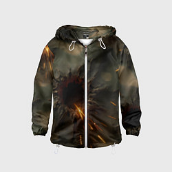 Ветровка с капюшоном детская Следы от пуль на камуфляже, цвет: 3D-белый