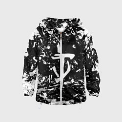 Ветровка с капюшоном детская Doom краски белые штрихи, цвет: 3D-белый