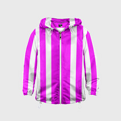 Ветровка с капюшоном детская Color white pink stripes, цвет: 3D-белый