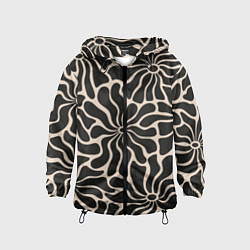 Ветровка с капюшоном детская Цветы black pattern, цвет: 3D-черный