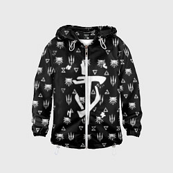 Ветровка с капюшоном детская Doom ведьмак логотипы, цвет: 3D-белый