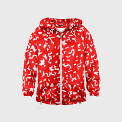 Ветровка с капюшоном детская Красный яркий камуфляж, цвет: 3D-белый