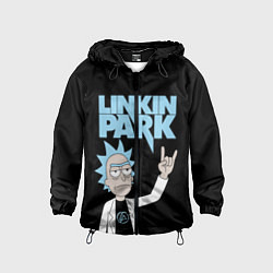 Ветровка с капюшоном детская Linkin Park и Рик Санчес из Рик и Морти, цвет: 3D-черный