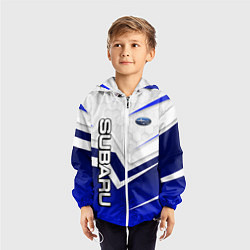 Ветровка с капюшоном детская Субару - белый и синий, цвет: 3D-белый — фото 2