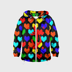 Ветровка с капюшоном детская Doom love pixel pattern, цвет: 3D-белый