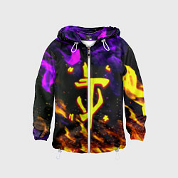 Ветровка с капюшоном детская Doom огненный стиль, цвет: 3D-белый